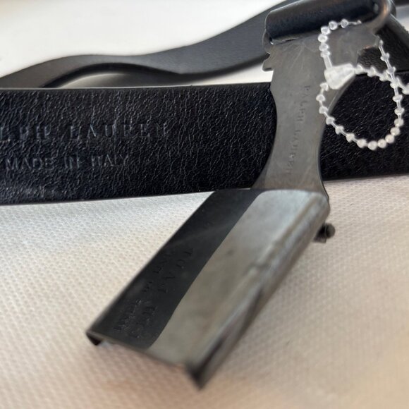 New Ralph Lauren Collection Black Napa Leather Art Deco Belt SILVER Buckles S - Picture 4 of 4